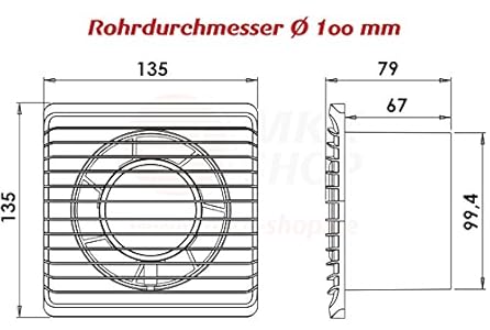 Ventilator Testsieger: plumbing4home Badventilator Ø 100 mm in weiß mit
