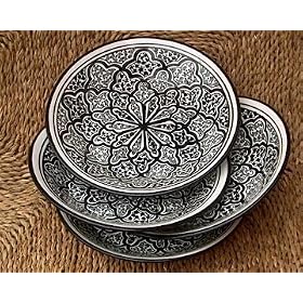 Le Souk Ceramique ~ Black Tie 9 Inch Pasta Salad Bowls - Set of 4 by Le Souk Ceramique