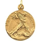 14K Yellow Gold St. Michael Medal - 18.00mm