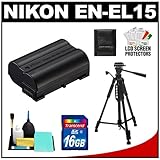 Nikon EN-EL15 Rechargeable Li-ion Battery with 16GB Card + Tripod + Kit for ....
