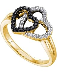 0.27CTW BLACK DIAMOND HEART RING