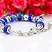 Long Way Silver Plated Snake Chain Blue Glass Bead Heart Charm Bracelet