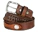 Fullerton Vintage Hand-Laced Genuine Full Grain Leather Belt with Coin Conchos (Brown, 36)