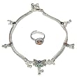 Charm Anklets Toe Ring Pair Sterling Silver Jewelry 10.5 inches (anklts529)