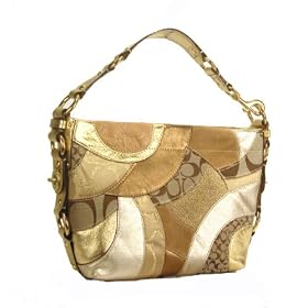 Coach Patchwork Gold and Tan Hobo Handbag