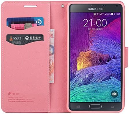 Feelglad (TM) Iphox Authentic Two Colors Pu Leather Slim Fit Folio Buckle Case and Stand Feature Perfect Fit Stand Case Holder Bracket Function for Samsung Galaxy Note 4 Sm-n910s / Sm-n910c - Retail Packaging (D-green + Yellow)