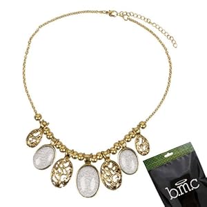 BMC Lavish Oval Stone Brooch Design Fashion Statement Womens Bib Collar Party Necklace Jewelry Lot - COLOR: SANDSTONE BEIGE, Agated Beauty Collection
