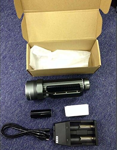 Submersible 12000 Lumens anti-Corrosion 6x Scuba LED Diving Flashlight UnderWater 200m, rechargeable waterproof light-Black
