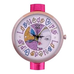 Large Face Marble Luscious Girls Thin Band Watch in Hot Pink Silver Gold Black