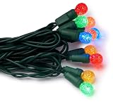 GKI/Bethlehem Lighting 35-Light Faceted Berry LED Light Set, Multi Colored Bulbs, Green Wire
