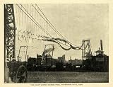 1904 Print Antique East River Bridge Williamsburg Fire Roebling Cable Manhattan - Original Halftone Print