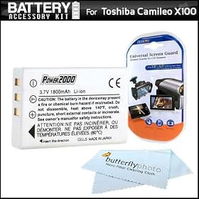 Battery Kit For Toshiba Camileo X100 H30 Full-HD Camcorder Includes Extended (1850Mah)... by Butterfly