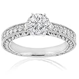 0.95 Ct Round Diamond Engagement Vintage Ring 14K SI3 G COLOR CUT: EXCELLENT EGL