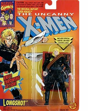 Year 1993 The Original Mutant Super Heroes The Uncanny X-Men 5 Inch Tall Action Figure - LONGSHOT with Knife Throwing Action Plus Official Marvel Universe Trading Card