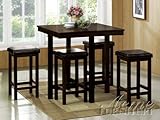 5pc PACK Counter Height Tablein Dark Walnut Finish #AC 017370