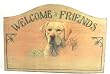 Welcome Friends Yellow Lab Wooden Sign
