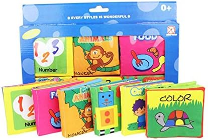 Baby's First Non-Toxic Soft Cloth Book Set- Squeak, Rattle, Crinkle - Pack of 6