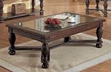 Dark Mahogany Glass Top Coffee Table By Coaster Furniture