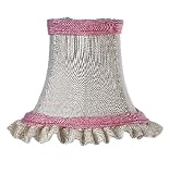 White and Pink Ruffled Edge Chandelier Shade