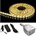 Flexible Waterproof Lighting Strip LED Ribbon 5 Meter or 16.4 Ft 12v for All your Decorations (Warm White) with Power Adapter and Power Inverter