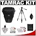 Tamrac 5630 Pro Digital SLR Zoom 10 Camera Holster Bag (Black) + Tripod + Canon Cleaning Kit for Canon EOS 7D, 5D Mark II III, 60D, Rebel T3, T3i, T2i Digital SLR Cameras