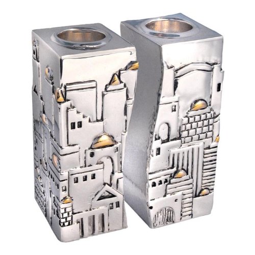 United Jerusalem Shabbat Candlestick Silver Electroforming