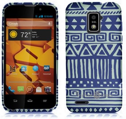 Unique Soft and Flexible Blue and Mint Tribal TPU Silicone Cover for ZTE Warp 4G N9510 by ThePhoneCovers