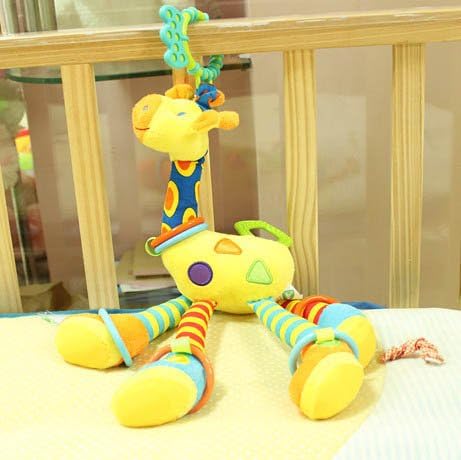 Multifunctional Yellow Giraffe Lathe Cot Bed Hanging Rattles, Crib Hang Teethers Baby Educational Toys