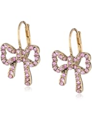 Betsey Johnson "Enchanted Forest" Crystal Bow Drop Earrings
