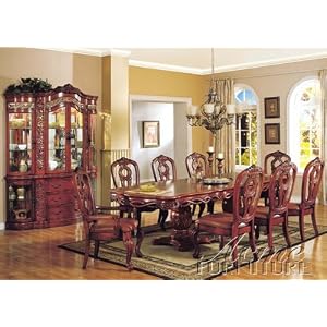 9pc Formal Dining Table and Chairs Set Windsor Cherry Finish