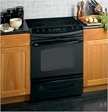 GE CleanDesign: JSP46DPBB 30'' Slide-In Electric Range with 5 Radiant Elements, 4.1 cu. ft. Self-Cle
