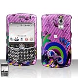 Pink Butterfly Rubberized Snap on Hard Skin Faceplate Cover Case for Blackberry Curve 8300 8310 8330