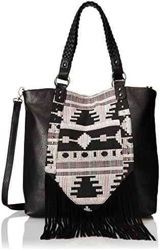 Dolce Girl Aztec Fringe Tote, Aztec/Black, One Size