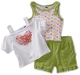 Vitamins Baby Baby-Girls Infant Love Peace Joy 3-Piece Short Set, Green, 18 Months