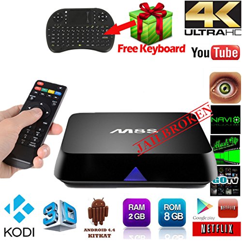 Mansy Android 4.4 8G Wifi M8S TV Box Media Player Network Quad Core Loaded KODI(XBMC) + Wireless Keyboard