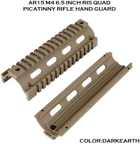 Quad Rail Handguard, 6.5 Inch, Carbine 2 Piece Drop-in, Picatinny Dark Earth