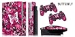 Protective skins for Playstation 3 System Console, PS3 Controller skin included - BUTTERFLY PINK