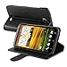 Insten Leather Case with Credit Card Wallet for HTC ONE X - Retail Packaging - Black