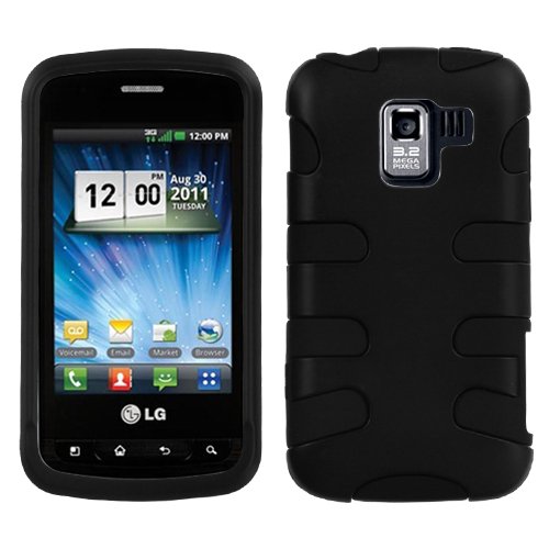 MyBat LGVS700HPCSK040NP Rubberized Fishbone Protective Case for LG: VS700 (Enlighten/ Gelato Q), VM701 (Optimus Slider), LS700 (Optimus Slider)  - 1 Pack - Retail Packaging - Black