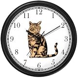 Brown or Tan Tabby Cat Wall Clock by WatchBuddy Timepieces (Black Frame)