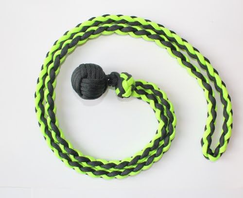 550 Paracord Expandable Monkey Fist keychain 1 1/2" Expands 18" to 30" (Black/Neon Yellow)