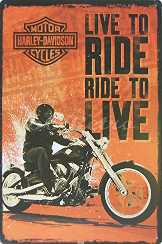 Harley-davidson : Live to Ride, Ride to Live, Metal Tin Sign, Vintage Style Wall Ornament Decor, Size 8