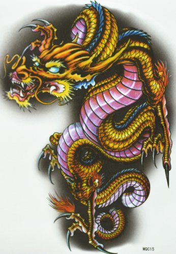 GGSELL GGSELL hot selling extra large new design big size 7.87 x 8.66 Inches waterproof colorful dragon temporary tattoo sticker for should