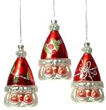 Christmas Brites Santa Claus In Silver Bow Hat Glass Ornament