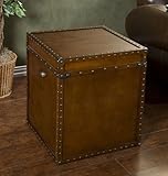 IMAGE OF End Table Storage Trunk with Nail Head Trim in Walnut Finish