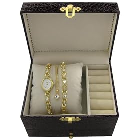 Limit Ladies 6639G.15 Gold Plated Stone Set Watch Gift Set