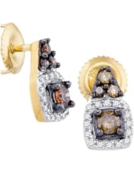 0.38CTW-DIA COGNAC DIAMOND MICRO-PAVE EARRING