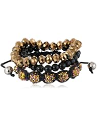 Black Onyx and Copper and Bronze Color Beads and Stretch Bracelet Set