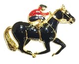 Enamel Jockey & Horse Pin in Assorted Colors