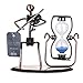 ZOVIE Creative Hand Soldering Wrought Iron Violin Musician Statues Bronze Tone Antique Violinist Sculpture Fiddle Player Model Hourglass Blue Sand Glass Clock Timer Metal Stand for Gifts and House Decor